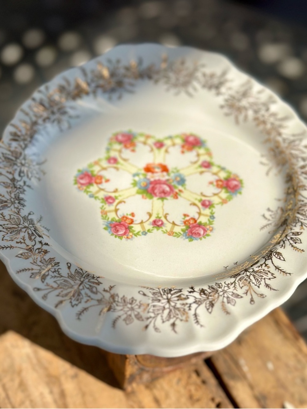 Vintage Franklin Ware Gravy Boat & Underplate Ivory 22K Gold Floral Set USA - Picture 8 of 9